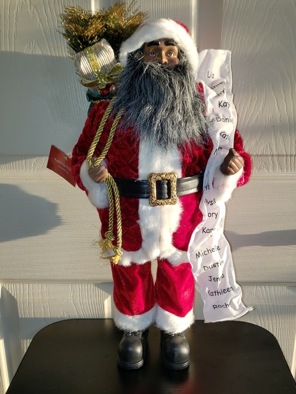 African American Black 18" Festive Red Santa Figurine Holiday Decoration